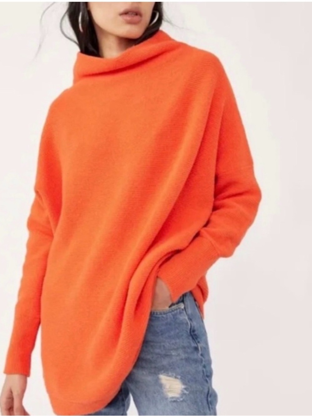 Free People ottoman Cozy Oversized Orange Funnel Neck Sweater